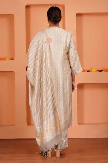Sheeshakari Hand Embroidered Silk Kurta Set 