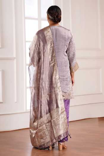 Sheeshakari Embroidered Yoke Silk Kurta Set 