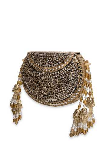 Buy_5elements_Gold Iraanshi Floral Embellished Clutch Bag 