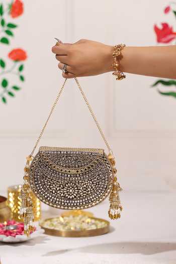 5elements Iraanshi Floral Embellished Clutch Bag 