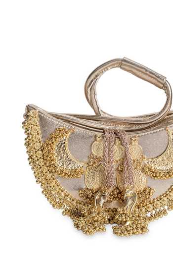5elements_Gold Aabha Embellished Baguette Bag _Online_at_Aza_Fashions