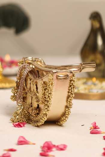 Shop_5elements_Gold Aabha Embellished Baguette Bag _Online_at_Aza_Fashions