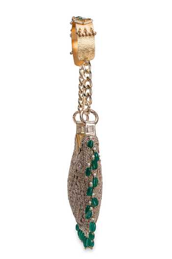 5elements_Gold Mehrunisa Embroidered Baguette Handbag _Online_at_Aza_Fashions
