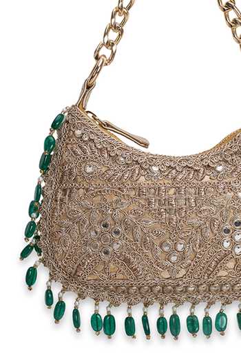 Shop_5elements_Gold Mehrunisa Embroidered Baguette Handbag _Online_at_Aza_Fashions