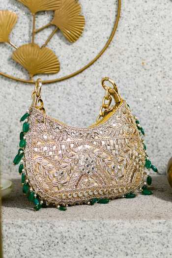 5elements Mehrunisa Embroidered Baguette Handbag 