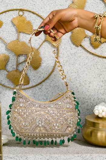 Shop_5elements_Gold Mehrunisa Embroidered Baguette Handbag 