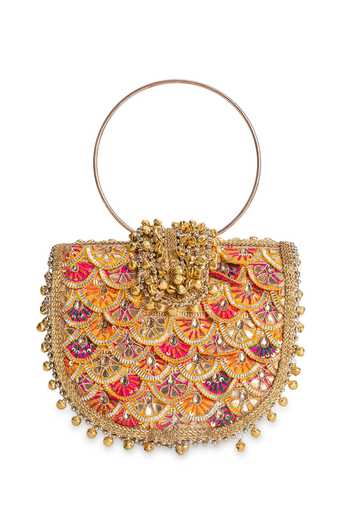 Buy_5elements_Multi Color Suranjali Embroidered Potli Bag 