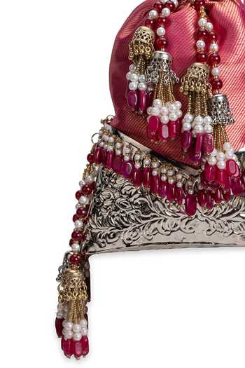 Shop_5elements_Pink Beads, Pearls, Tassels Raktima Beaded Potli 