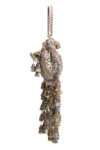 Buy_5elements_Gold Mirrors, Tassels Rajnisha Work Potli _Online_at_Aza_Fashions