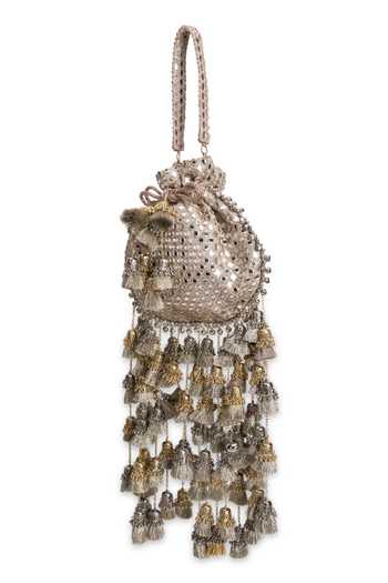 Buy_5elements_Gold Mirrors, Tassels Rajnisha Work Potli 