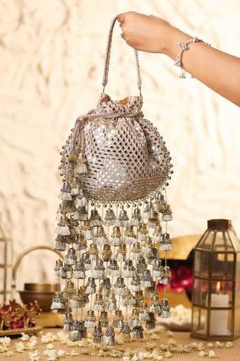 5elements Rajnisha Mirror Tassel Work Potli 