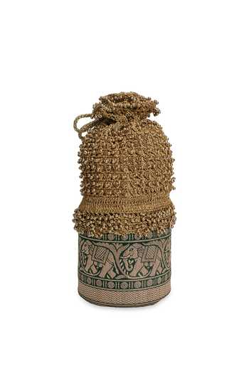 Buy_5elements_Green Beads, Zari, Tassels Gajraaj Embellished Potli 