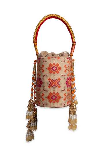 Shop_5elements_Multi Color Embroidery, Beads, Pearls, Tassels Utsavi Floral Pattern Potli _Online_at_Aza_Fashions