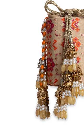 Shop_5elements_Multi Color Embroidery, Beads, Pearls, Tassels Utsavi Floral Pattern Potli 
