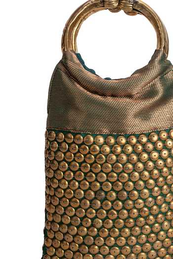 5elements_Green Surkh Harita Brocade Bag _Online_at_Aza_Fashions