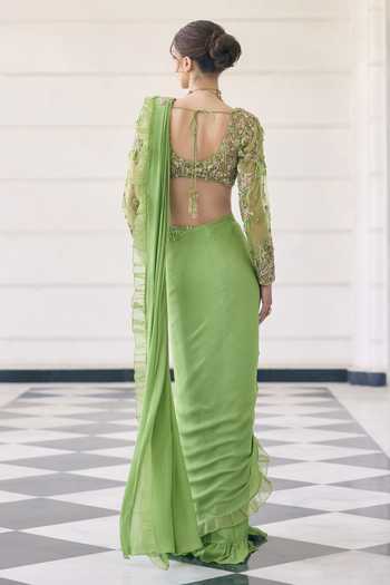 Awigna Lutus Chiffon Saree & Blouse Set 