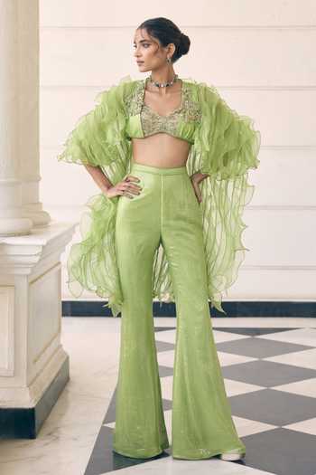 Awigna Paeonia Organza Cape Pant Set 