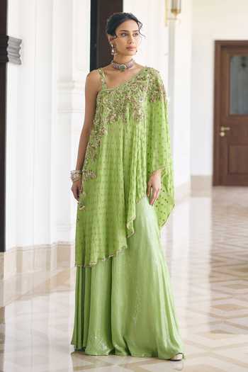 Awigna Adlefa Cape Kurta Set With Palazzo 