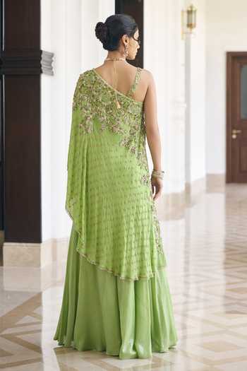Awigna Adlefa Cape Kurta Set With Palazzo 