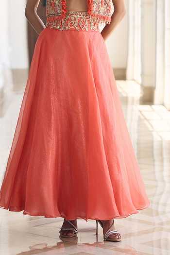 Shop_Awigna_Orange Organza Sweetheart Neck Daffodill Embroidered Blouse Set _Online_at_Aza_Fashions