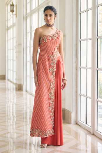Awigna Plumeria Net Lycra Kurta & Skirt Set 