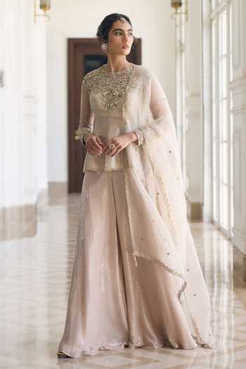 Awigna Daisy Tissue Organza Kurta Palazzo Set 
