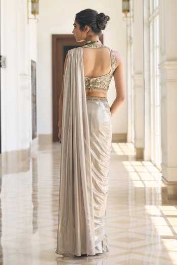 Awigna Angelonia Pre-Draped Saree & Blouse Set 