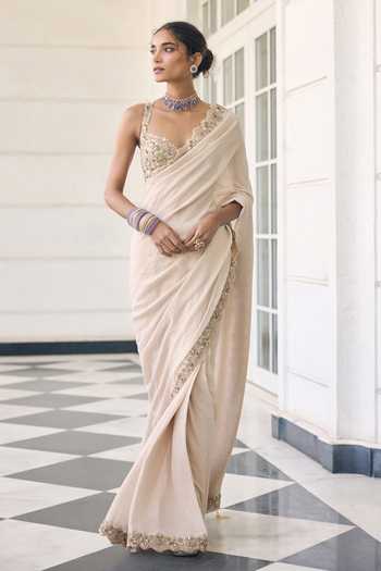 Awigna Garbera Shimmer Georgette Saree & Blouse Set 