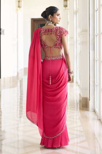 Awigna Lantana Pre-Draped Saree & Blouse Set 