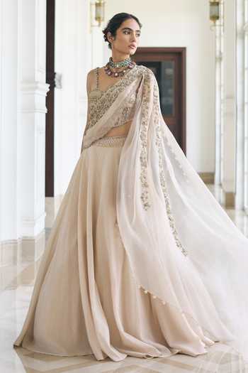 Awigna Zinnia Modal Satin Blouse & Skirt Set 