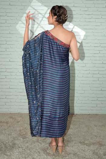 Sheeshakari Ajrakh Hand Embroidered Kaftan 