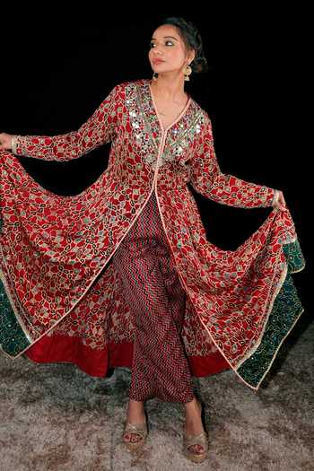 Sheeshakari Ajrakh Print Kurta With Pant 