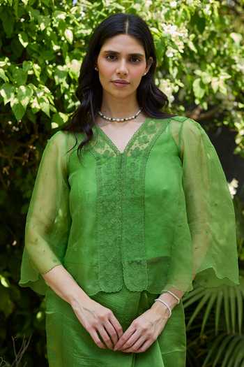 Surmaye Wander Trail Embroidered Top & Slip Set 