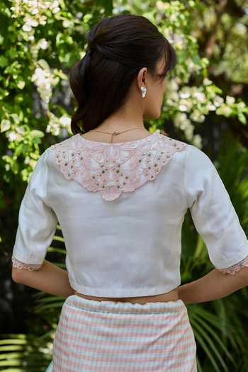 Surmaye English Morning Ivory Embroidered Blouse 