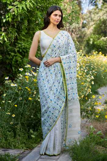 Surmaye Hidden Orchard Ivory Saree 