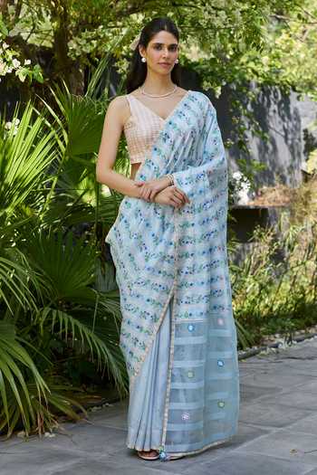 Surmaye Hidden Orchard Blue Saree 