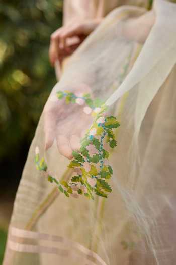 Shop_Surmaye_Pink Silk, Organza Blush And Berry Jamdani Saree _Online_at_Aza_Fashions