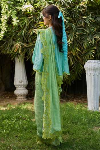Surmaye English Morning Green Handwoven Saree 