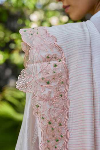 Surmaye_Pink Silk English Morning Embroidered Saree _at_Aza_Fashions