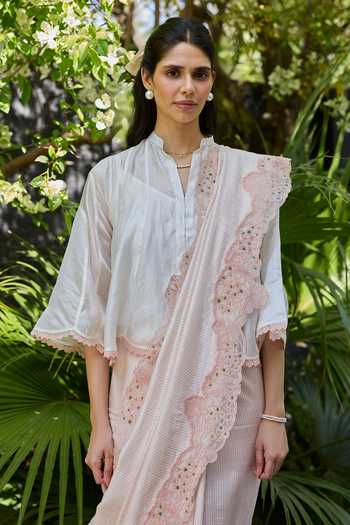 Buy_Surmaye_Pink Silk English Morning Embroidered Saree 