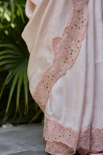 Shop_Surmaye_Pink Silk English Morning Embroidered Saree 