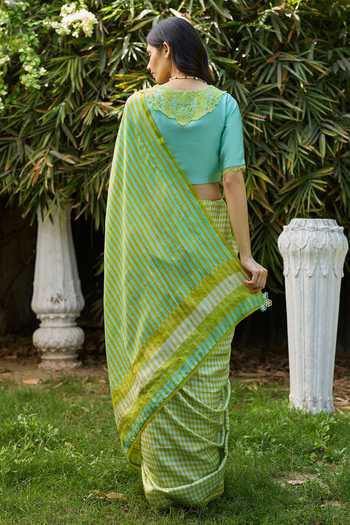 Surmaye Crossroads Lime Printed Saree 