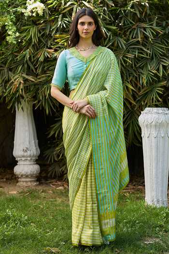 Surmaye Crossroads Lime Printed Saree 