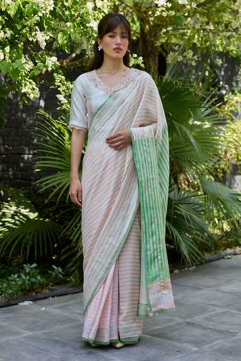 Surmaye Crossroads Pink Printed Saree 