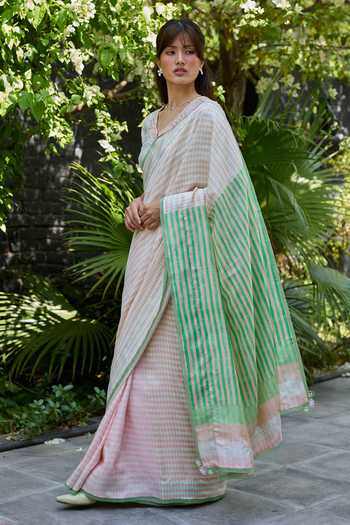 Buy_Surmaye_Pink Silk Crossroads Printed Saree 