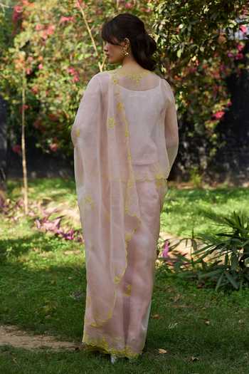 Surmaye First Light Pink Embroidered Saree 