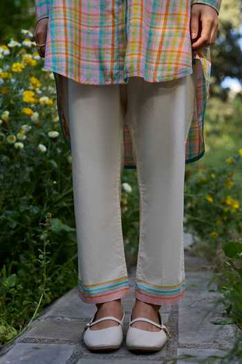 Buy Surmaye Multi Color Cotton Collared, Yes Field To Shore Checkered Kurta And Pant Set Online at Aza Fashions Buy_Surmaye_Multi Color Cotton Collared, Yes Field To Shore Checkered Kurta And Pant Set _Online_at_Aza_Fashions