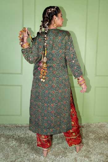 Sheeshakari Ajrakh Pattern Kurta Set 