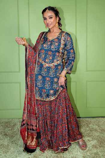 Sheeshakari Ajrakh Pattern Kurta Set 