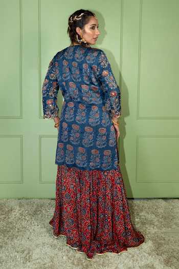 Sheeshakari Ajrakh Pattern Kurta Set 